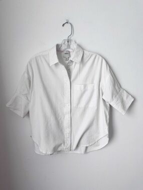 Maeve White Short-Sleeve Collared Shirt - XXS - Anthropologie